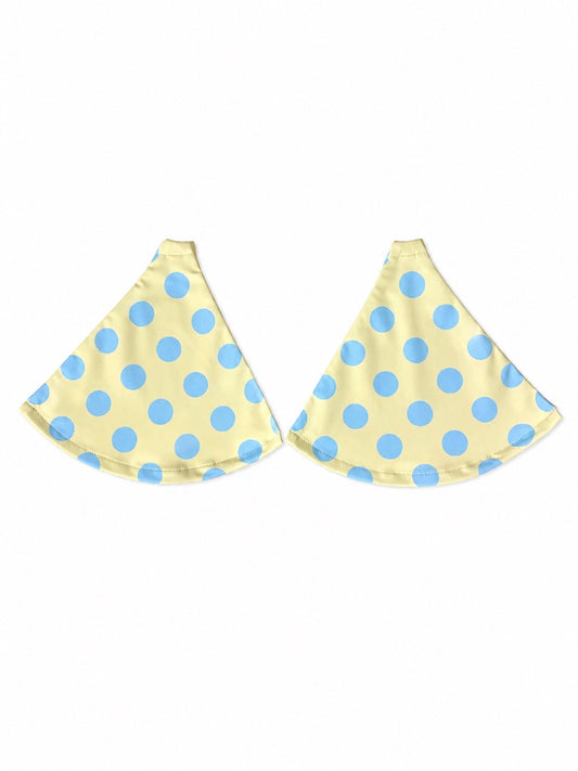 Yellow & Baby Bloo Polka Dot Bikini Top
